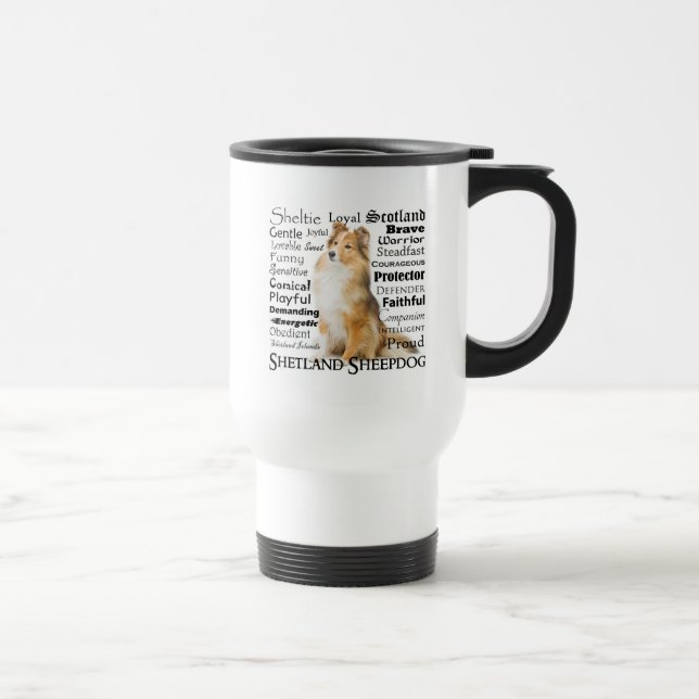 Mug De Voyage Boue de voyage Sheltie Traits (Droite)