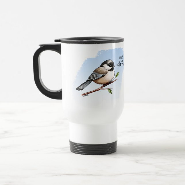 Mug De Voyage BOUFFÉE DE CHICKADEE AILES de Jeff Willis Art (Gauche)