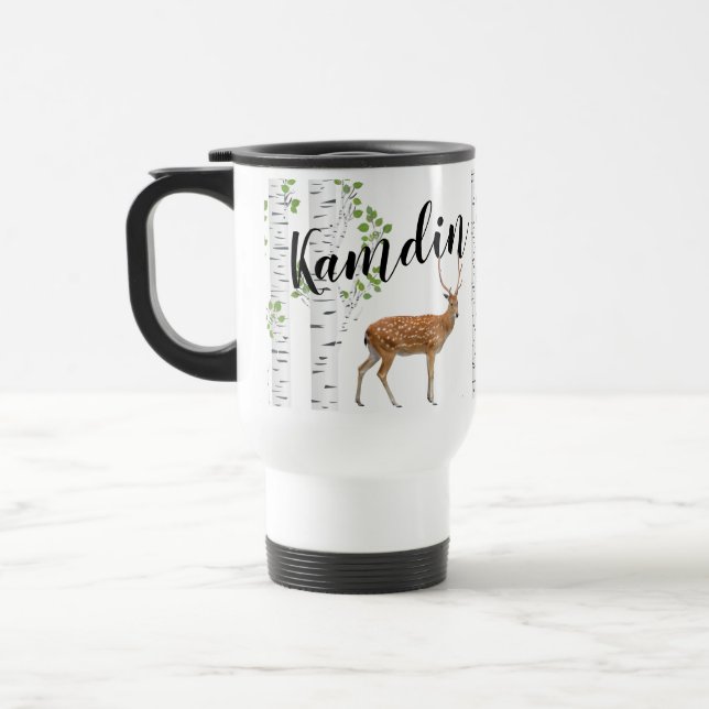 Mug De Voyage Boug café personnalisé de 15 onces Deer Doe Buck F (Gauche)