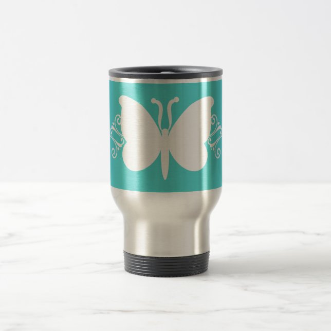 Mug De Voyage Boug de papillon turquoise (Centre)