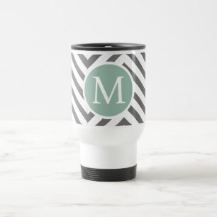 Mug De Voyage "Boug de voyage Chevron à la menthe de Charbon per
