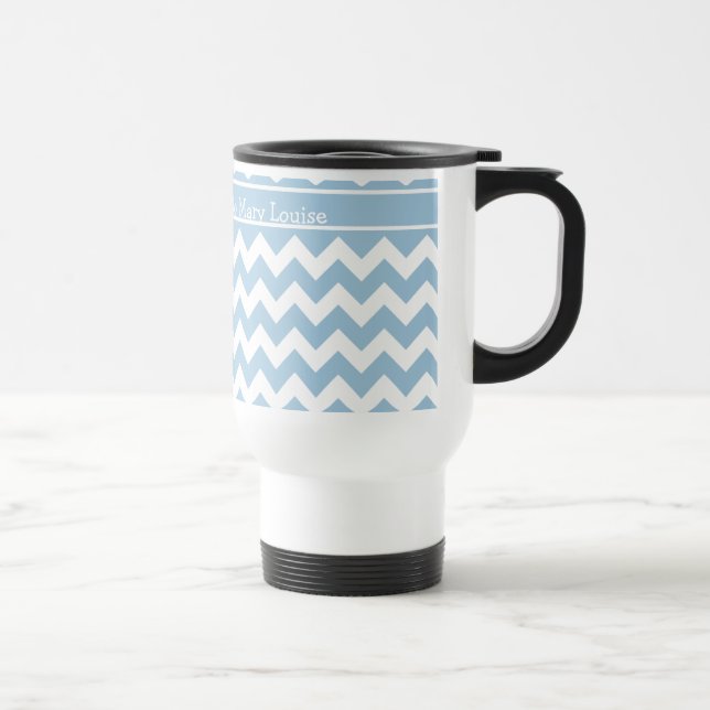 Mug De Voyage Boug de voyage personnalisé, Chevrons Bleus et Bla (Droite)