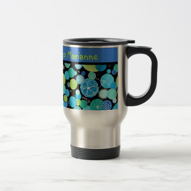 Mug De Voyage Boug de voyage personnalisé, Motif de lunes bleues (Droit)