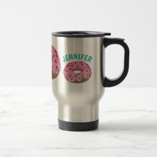 Mug De Voyage Bouillie de noix de beigne rose personnalisée