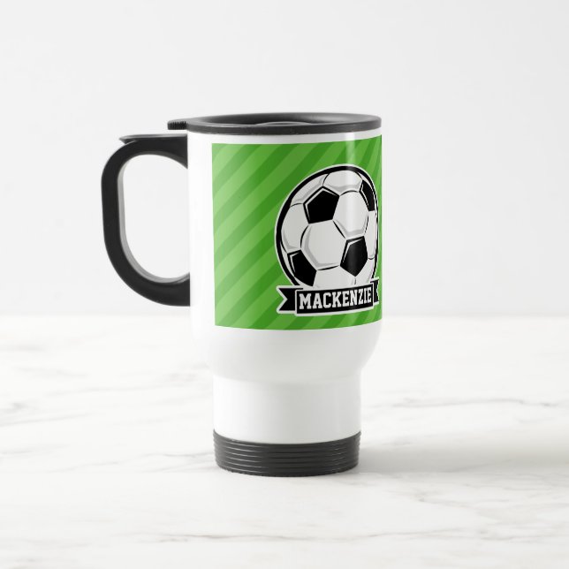 Mug De Voyage Boule De Football; Bandes Vertes (Gauche)