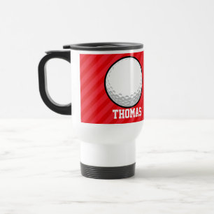 Mug De Voyage Boule de golf; Grandes rayures rouges