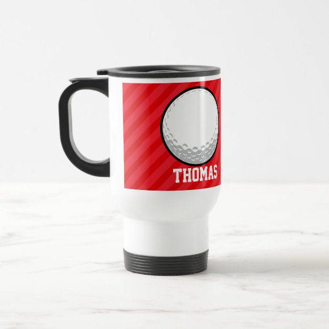 Mug De Voyage Boule de golf; Grandes rayures rouges (Gauche)