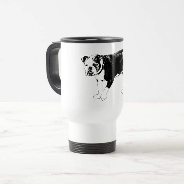 Mug De Voyage Bouledogue en déplacement, forme énergisée (Devant gauche)