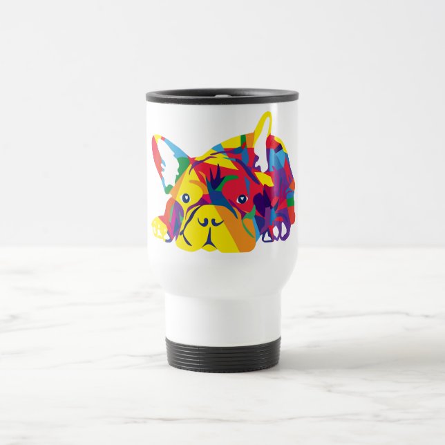 Mug De Voyage Bouledogue français arc-en-ciel (Centre)