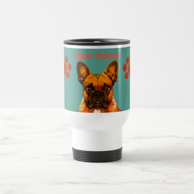 Mug De Voyage Bouledogue français cartoon (Centre)