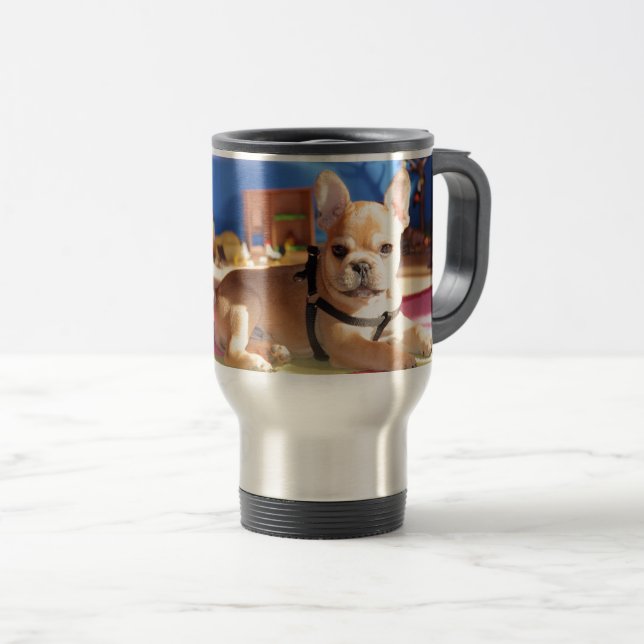 Mug De Voyage Bouledogue français chiot mignon (Devant droit)