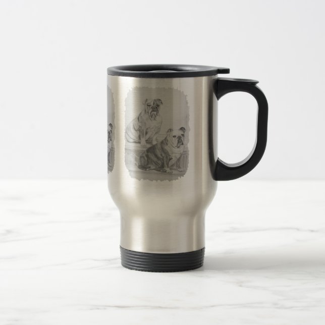 Mug De Voyage Bouledogues, Lévi et Bella anglais (Droit)