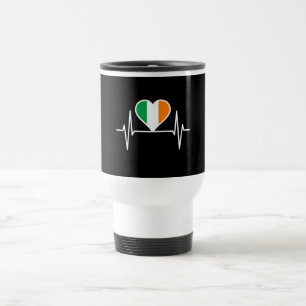 Mug De Voyage Bouton de coeur du drapeau irlandais
