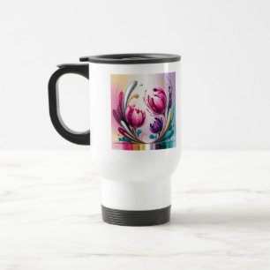 Mug De Voyage Bouton de conception en fleurs radiantes