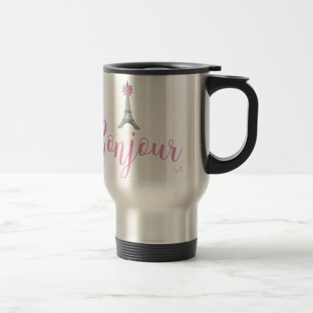 Mug De Voyage Bow Tour Bonjour-Eiffel unique (Droit)
