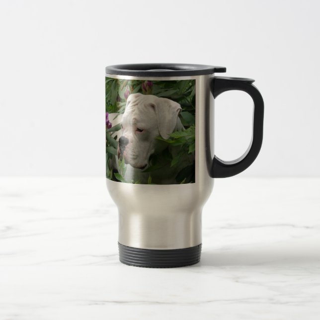 Mug De Voyage Boxeur blanc dans Rhodies rose (Droit)