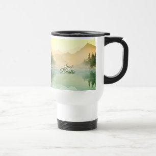 Mug De Voyage Breathe Mountain Forest Gold Green