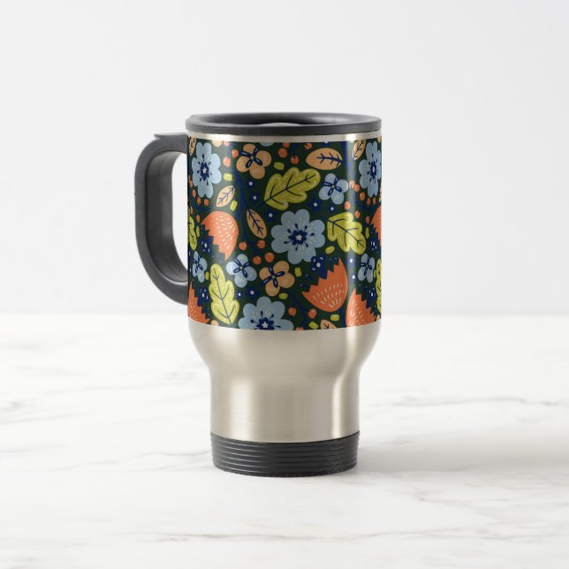 Mug De Voyage Bright Colorful Modern Pretty Flower Pattern (Devant gauche)