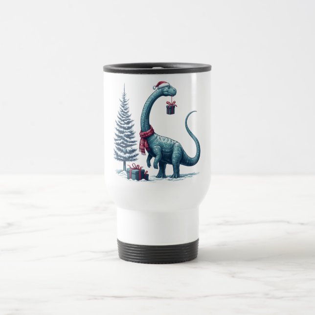 Mug De Voyage Brontosaurus dinosaure de Noël (Centre)