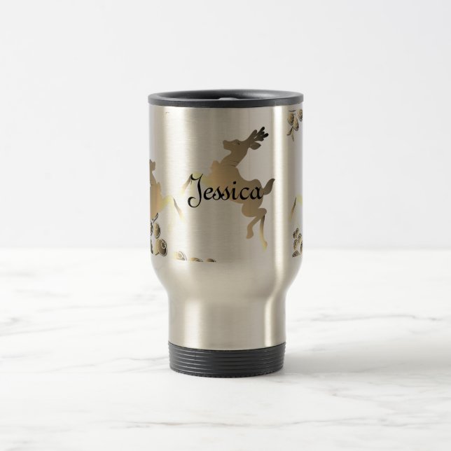 Mug De Voyage Bronzy Reindeer and Snowflakes Nom Travel Musique (Centre)