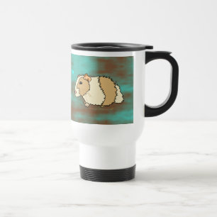 Mug De Voyage Brun de cobayes et nom personnalisé par turquoise