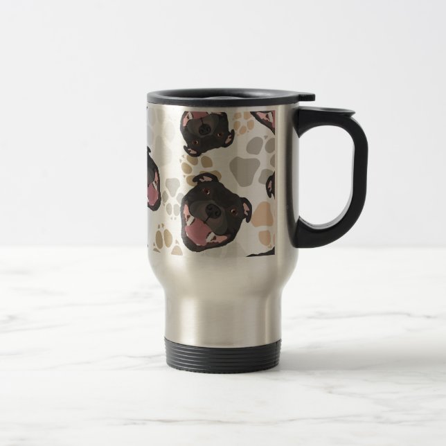 Mug De Voyage Bull-terrier du Staffordshire de motif de pattes (Droit)