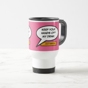 Mug De Voyage Bulle de texte rose personnalisée de bande dessiné