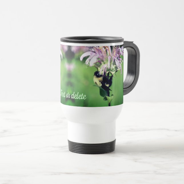 Mug De Voyage Bumble Bee On Bee Balm Flower Personnalisé (Devant droit)