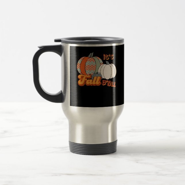 Mug De Voyage C’est l’automne Y’all, drôle Citrouilles Chevron M (Gauche)