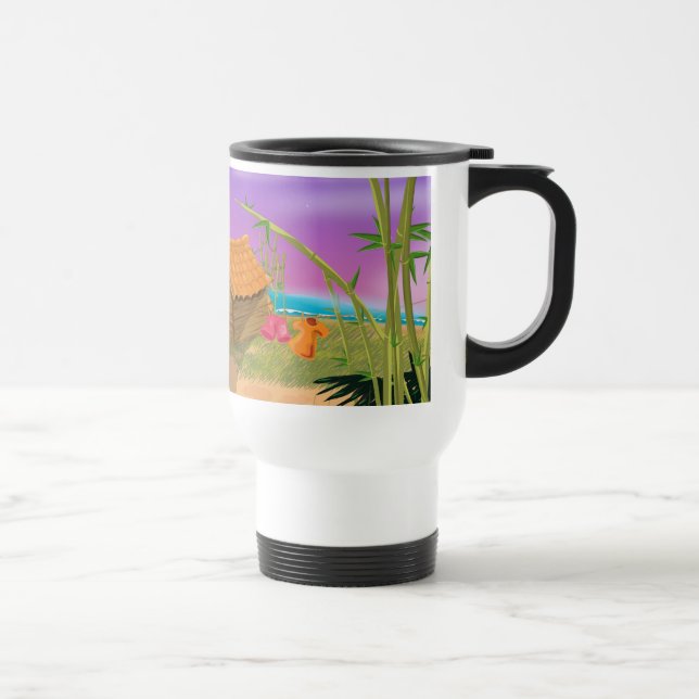 Mug De Voyage Cabane de plage sur une plage au clair de lune (Droite)