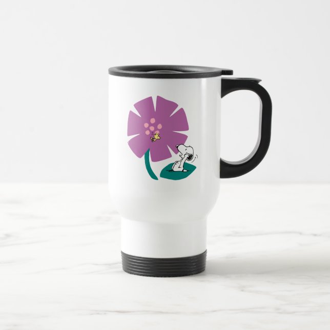 Mug De Voyage cacahuètes | Illustration de la nature Fleur pourp (Droite)