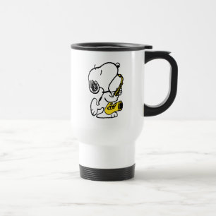 Mug De Voyage cacahuètes   Lecteur Snoopy Saxophone