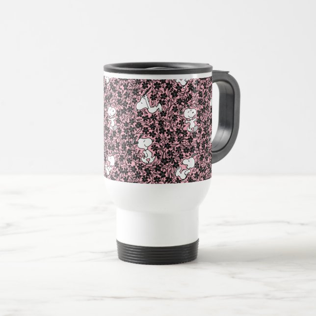 Mug De Voyage cacahuètes | Snoopy Flower Vine Motif (Devant droit)