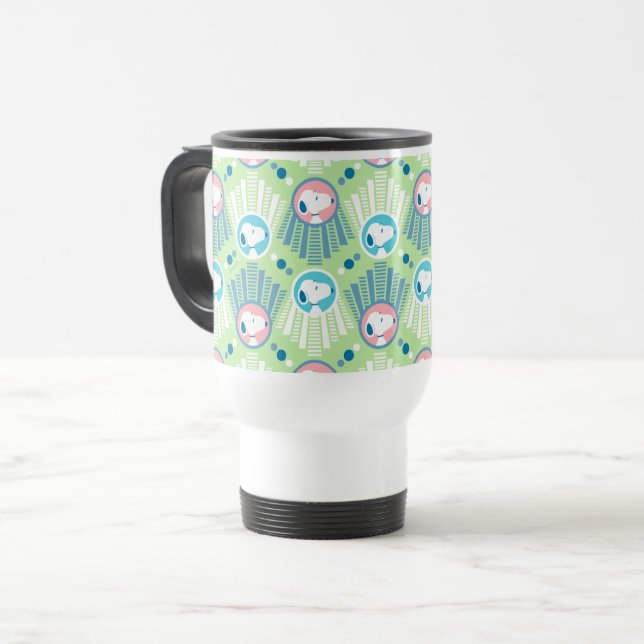 Mug De Voyage cacahuètes | Snoopy Mint Green Deco Dreams Motif (Devant gauche)