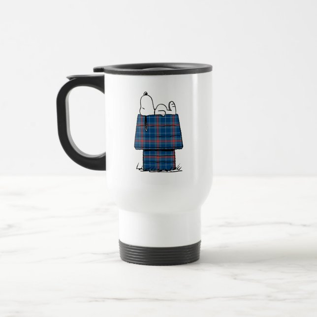 Mug De Voyage cacahuètes | Snoopy Plaid Flannel Holiday Dog Hous (Gauche)