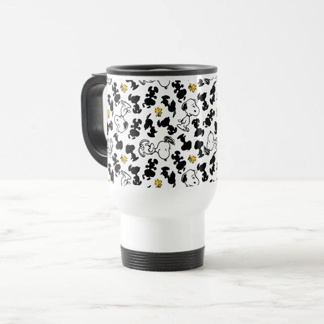 Mug De Voyage cacahuètes | Snoopy & Woodstock Shadow Motif (Devant gauche)