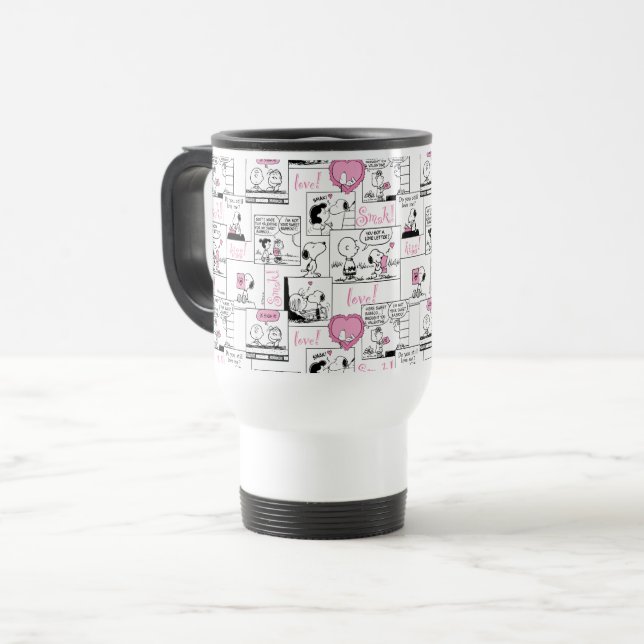 Mug De Voyage cacahuètes | Valentine Heart Love Motif (Devant gauche)