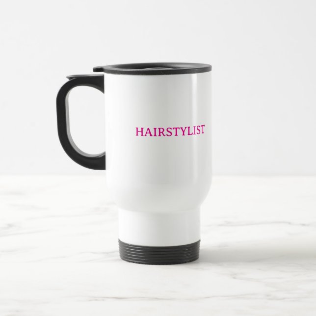 Mug De Voyage Cadeau de mariage rose pour coiffeuse coiffeur (Gauche)