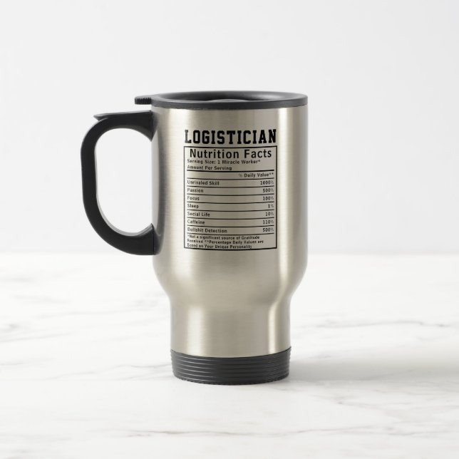 Mug De Voyage Cadeau drôle de coordinateur de faits nutritionnel (Gauche)