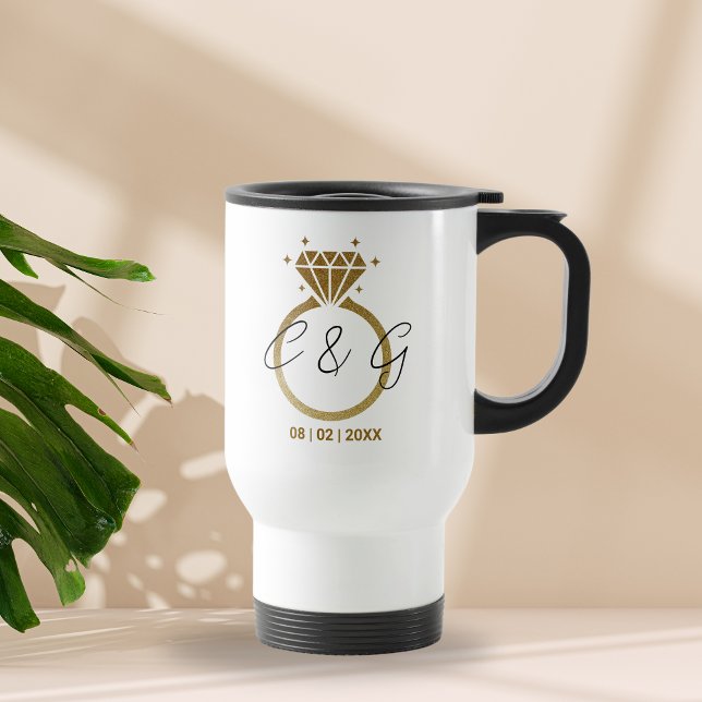 Mug De Voyage Cadeau du Mariage de la bague d'or moderne (Créateur téléchargé)