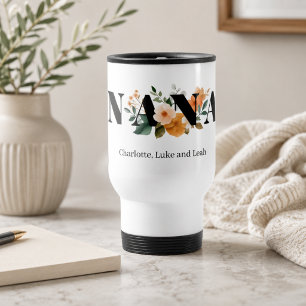 Mug De Voyage Cadeau floral personnalisé pour Nana moderne
