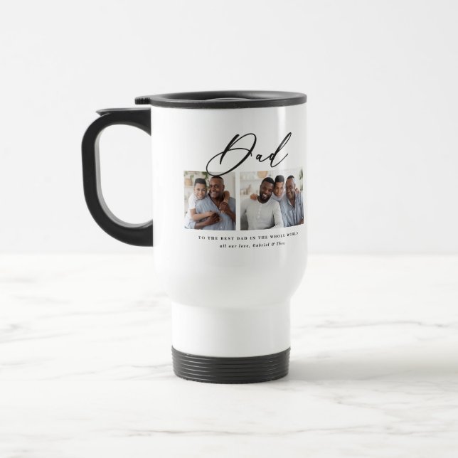 Mug De Voyage Cadeau minime de script multi photo moderne (Gauche)