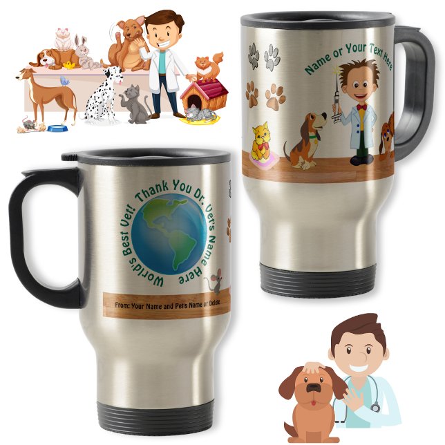 Mug De Voyage Cadeaux Personnalisés et Originaux pour Vétérinair (Unique Veterinarian Gifts. Gifts for new Veterinarians. Personalized Veterinarian Gifts. Vet Mugs.)