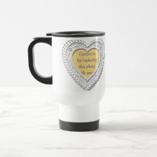 Mug De Voyage Cadre photo à cœur entrelacé