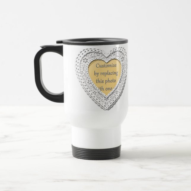 Mug De Voyage Cadre photo à cœur entrelacé (Gauche)