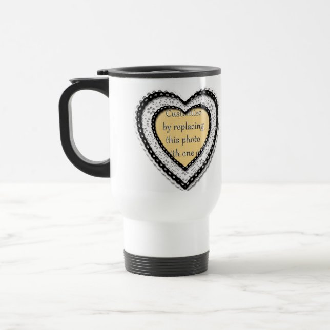 Mug De Voyage Cadre photo à cœur entrelacé (Gauche)