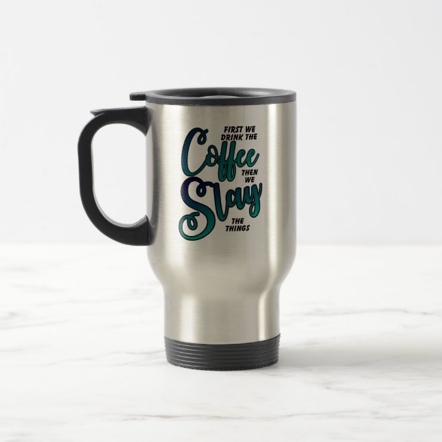 Mug De Voyage Café Et Couper Les Choses (Gauche)
