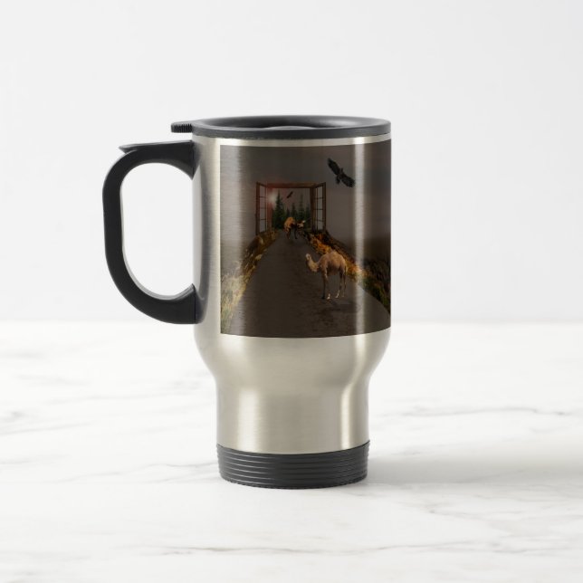 Mug De Voyage Camels Marchant Vers Wonderland, (Gauche)