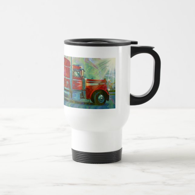 Mug De Voyage Camion de fret rouge pour enfants et camionneurs (Droite)