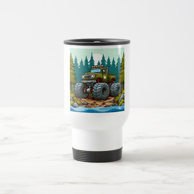 Mug De Voyage Camion Monster Vert dans la forêt (Centre)